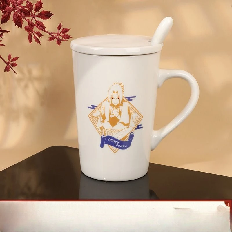 

New Naruto anime peripherals Naruto Sasuke Kakashi cute cartoon boy hot stamping ceramic mug water cup holiday gift wholesale