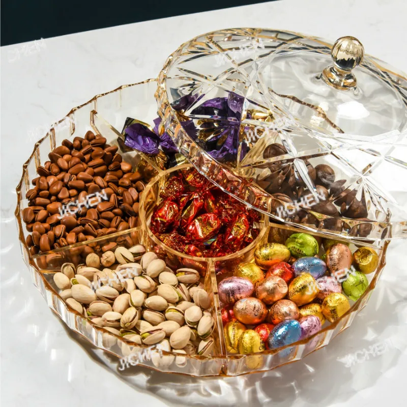 

Тарелки с сухофруктами в европейском стиле, отделение с крышкой, домашняя гостиная, пластиковые прозрачные коробки для конфет MJ708