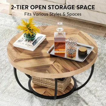 Industrial Round Two Tier Coffee Table 5