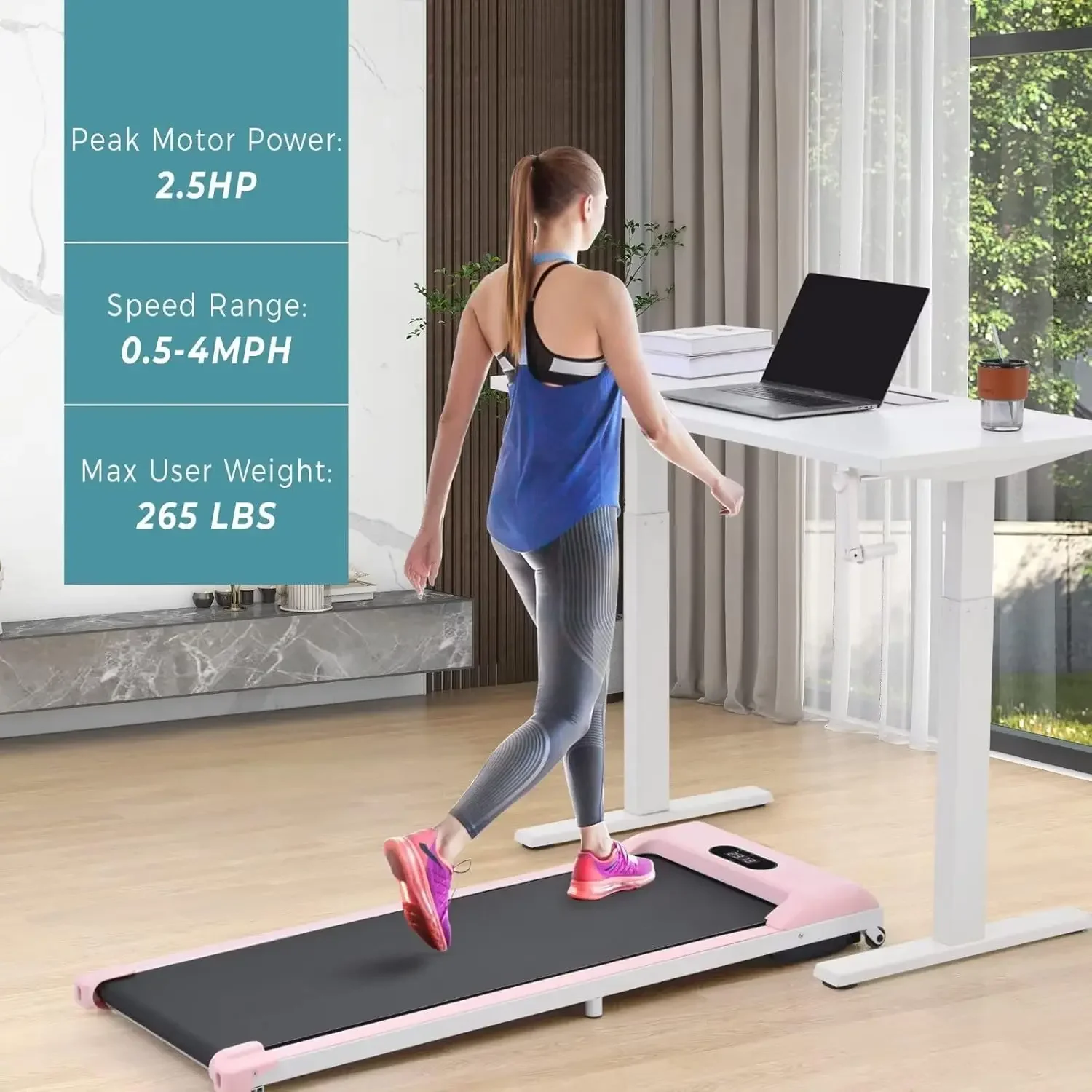 

Pad Desk Treadmill, Merax Portable Under Desk Treadmill 2.5HP Walkstation Installation Free, Remote Control