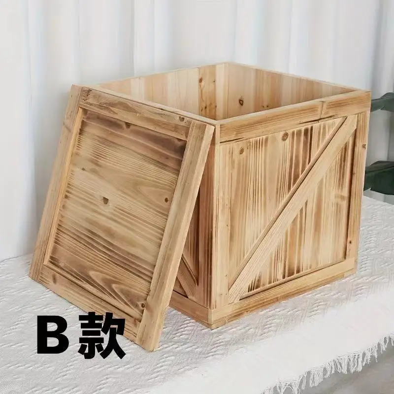 Solid wood storage box American retro square design storage stage restaurant ornament base prop wooden box customization