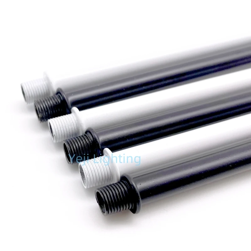 M10 Tooth Tube Connecting Pipe Screw Hollow Straight Rod with Thread Pipe Both Ends Thread DIY White and Black Lighting Fittings