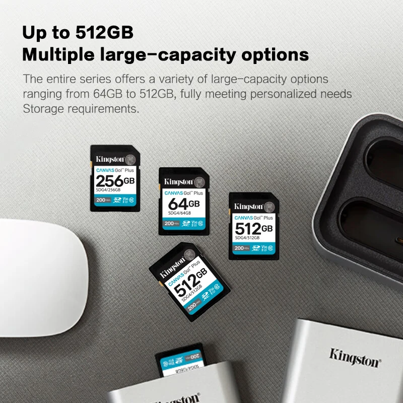 بطاقة Kingston SDG4 SD لكاميرات DSLRs بدون مرآة 4K فيديو V30 C10 SDXC بطاقة ذاكرة تصل إلى 200 ميجا بايت/ثانية بطاقة فلاش SD عالية السرعة