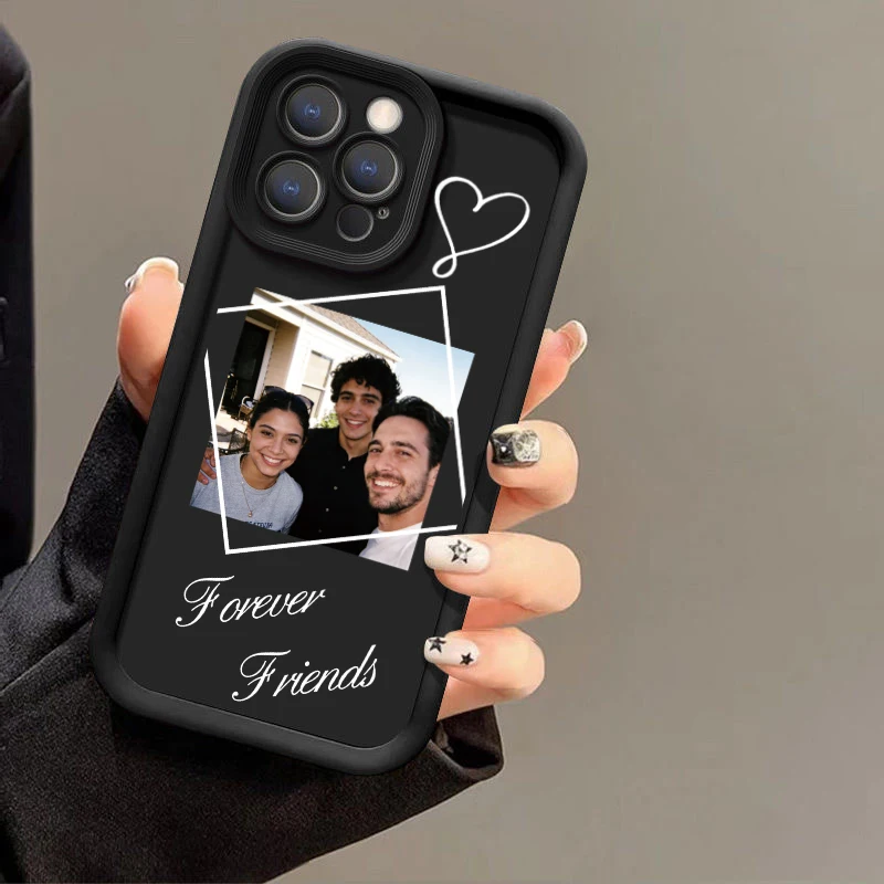 Coque de téléphone personnalisée avec photo et nom pour iPhone 17 16 15 14 13 12 11 Pro Max Plus Air – Élégante coque souple en TPU – Cadeau