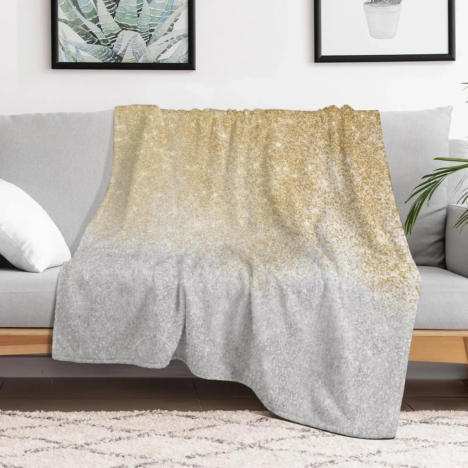 Gold and Silver Glitter Ombre Luxury Design Throw Blanket Luxury Brand Heavy Blankets