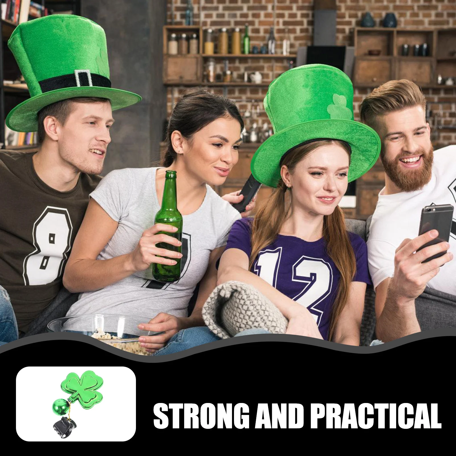 10 個のクローバーひげクリップフェスティバルパーティーの装飾聖パトリックの日のコスチュームアクセサリーひげ飾り男性用光沢のある顔の毛