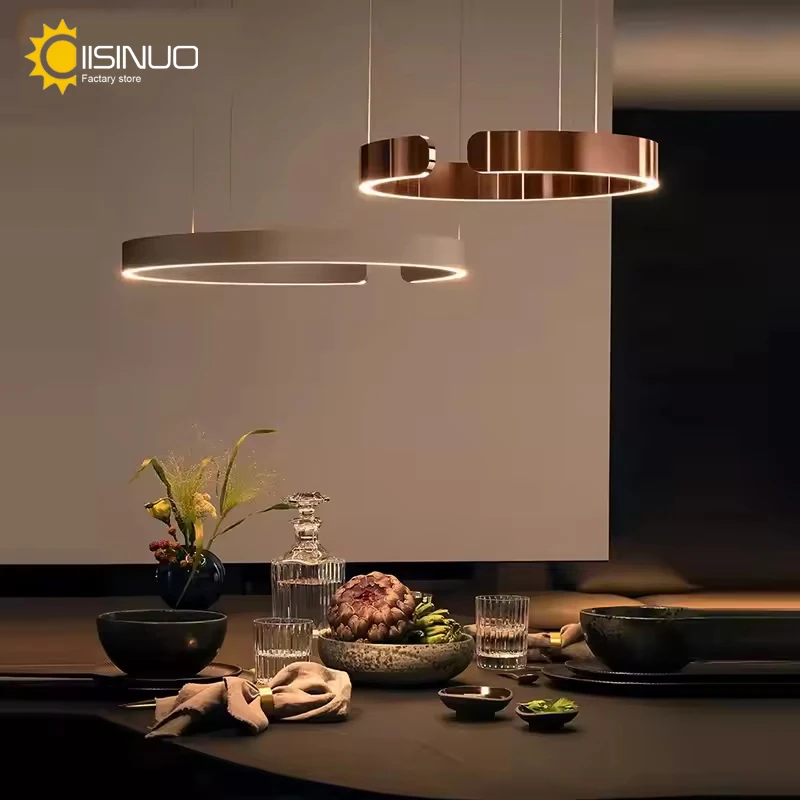 

Minimalist Ring Pendant Light LED Dimmable for Living Dining Room Kitchen Chandelier Black Gold Home Decor Hanging Lamp Fixtures