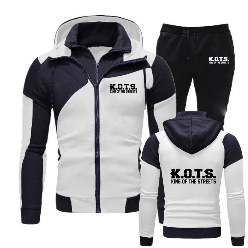 ASKARI Boxing Fighting Match Design 2025 Men's Spring Autumn New Diagonal Zipper Hoodie Casual Tops+Pants Sports Suit