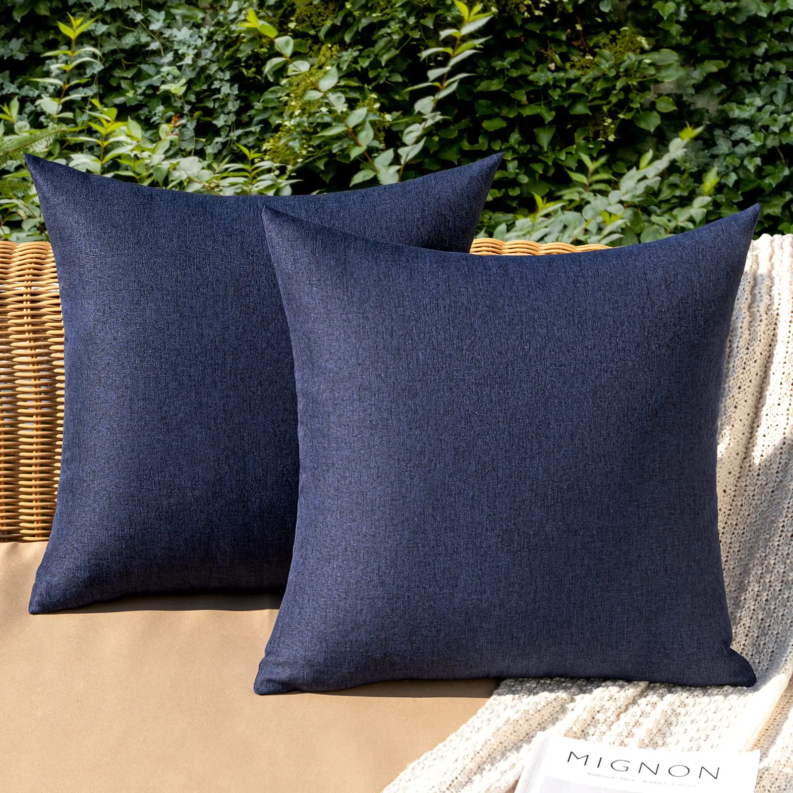

Pack of 2 Throw Pillow Covers Farmhouse Faux Linen Pillowcases for Couch Sofa Living Room Bed Waterproof Balcony 18x18 inch