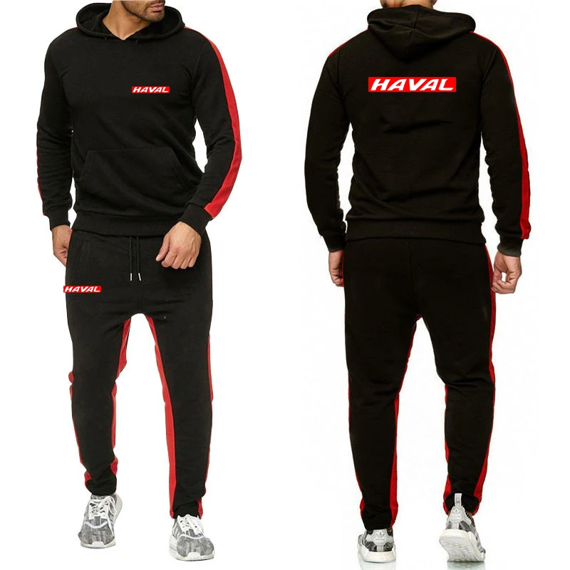 

2024 New Men Haval Solid Color Sets Brand Fashion Hoodies Black Brand Pants Comfortable Casual Jogger Tracksuit Sweatshirt Suit