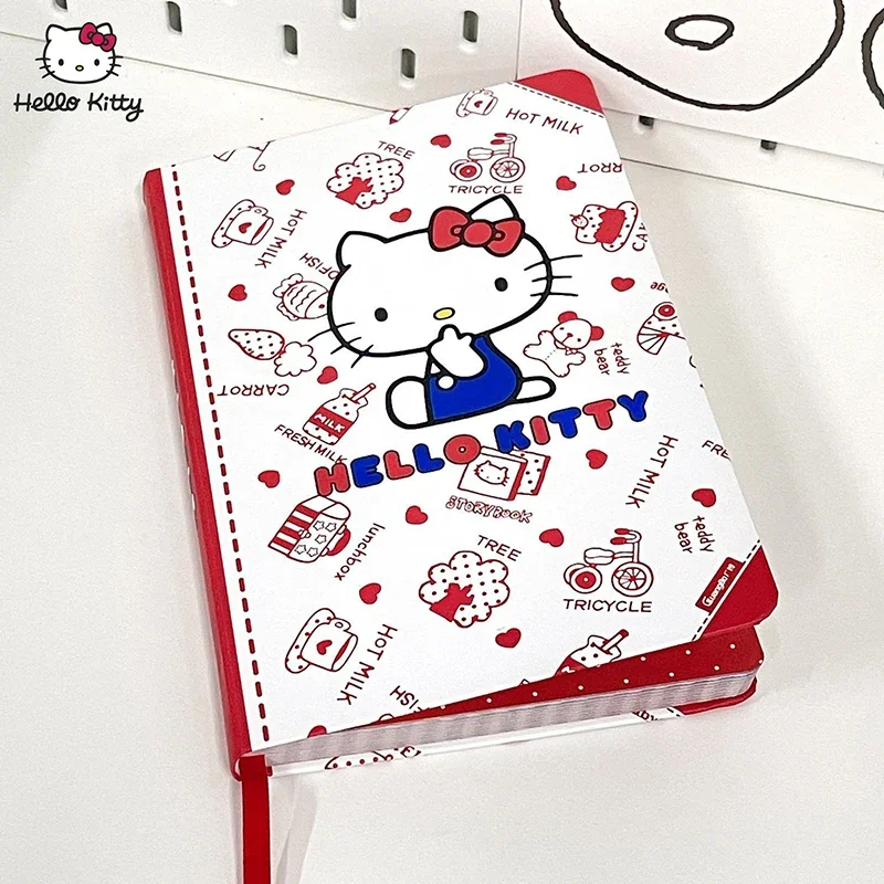 

New Sanrio A5 Notebook Hello Kitty Print Cover Portable Learning Stationery Cartoon Diary Color Page Office Supplie Hard Shell