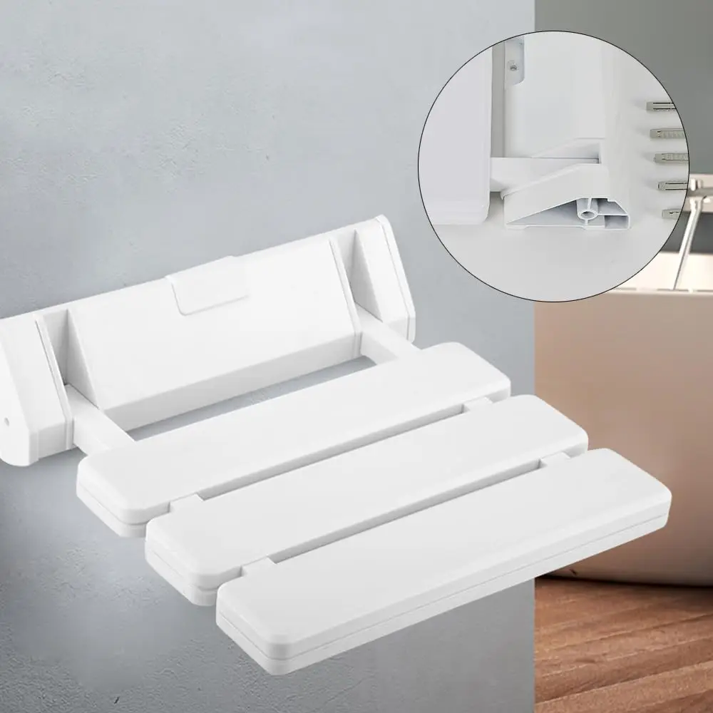 White Folding Shower Seat, Wall Mounted ABS Resin Folding Shower Seat Folding Shower Seat Foldable Product, Bathroom Furniture