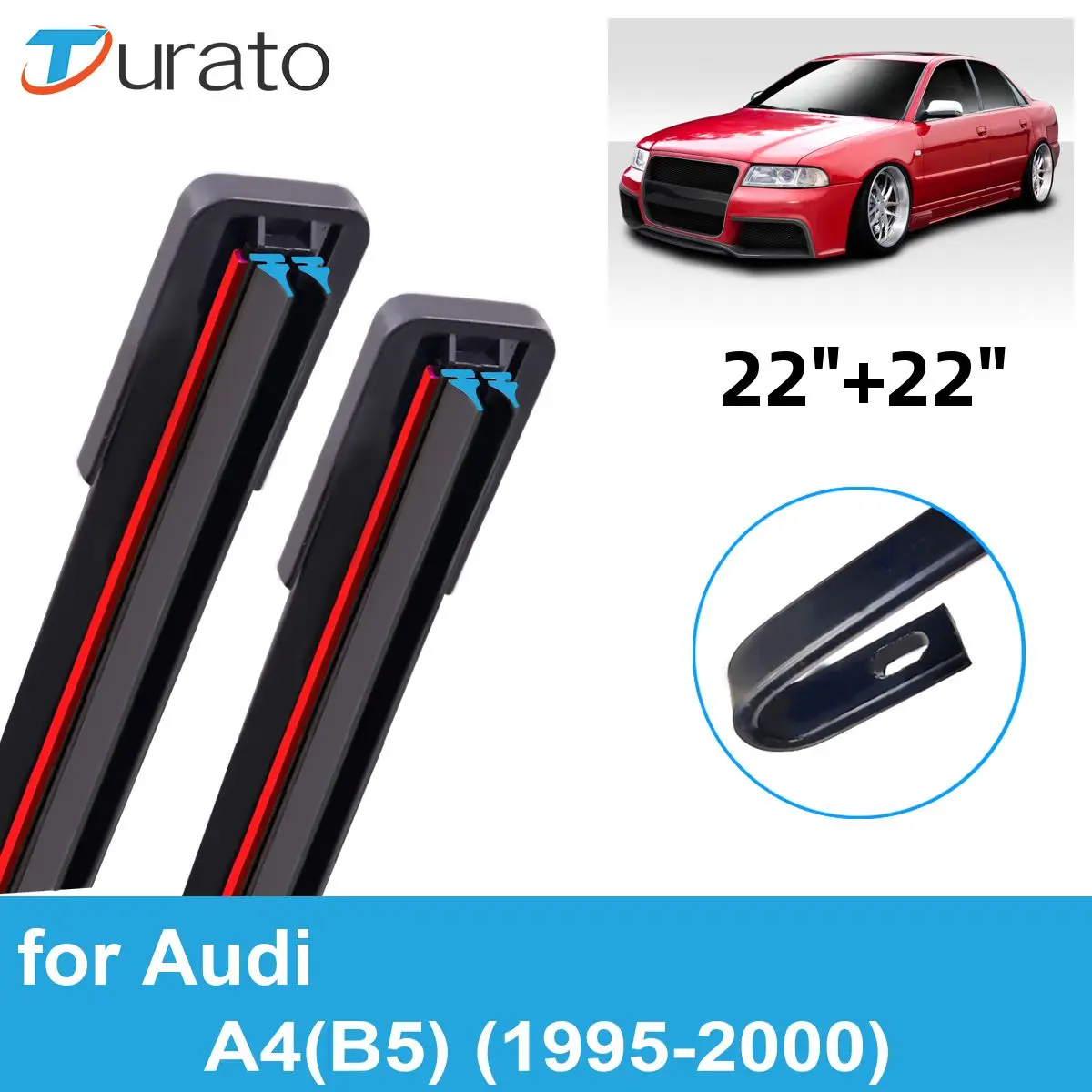 2PCS Car Wiper Blades for 1995-2000 Audi A4(B5) Front Windscreen Windshield Double Rubber Car Accessories  1997 1998 1999 2000