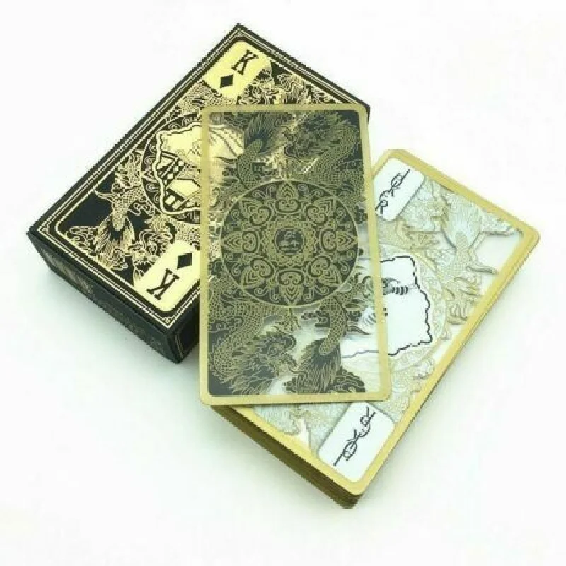 Waterproof Transparent Plastic Poker Gold Edge Playing Cards Dragon Card Game