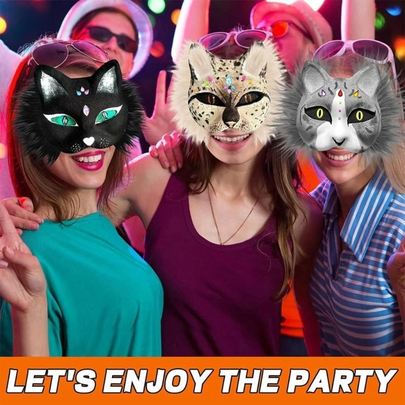 652F Foxes Cats Mask Mask Mask with Mesh Mesh Diy Therians Mask Mask Mask