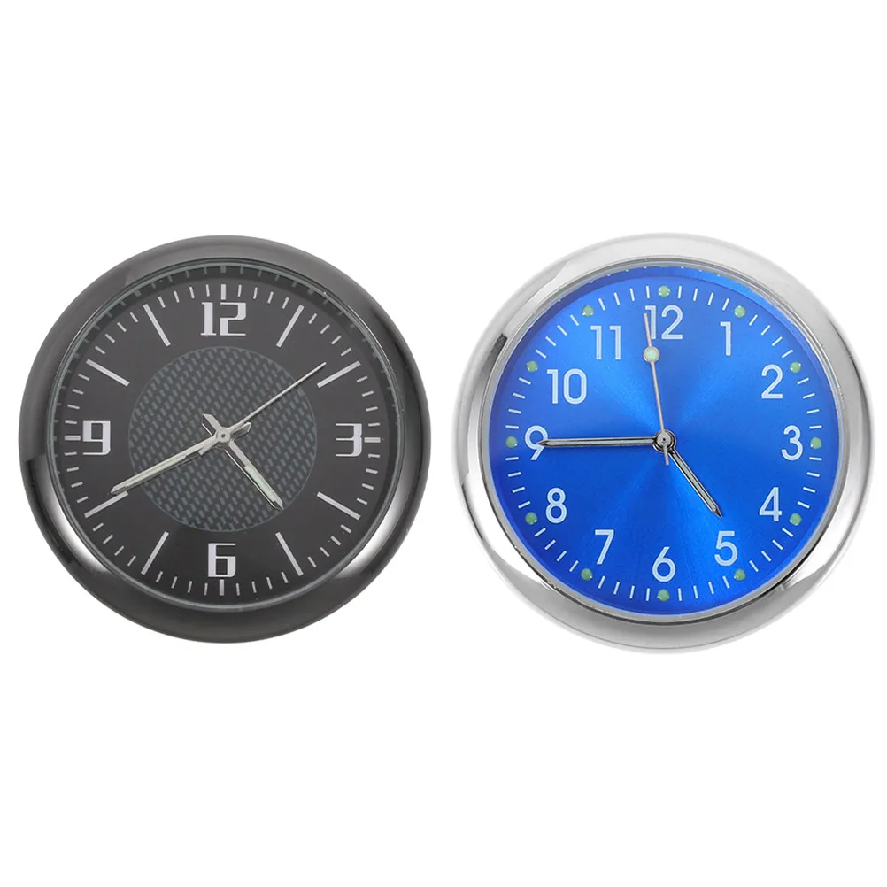 2 pcs Car Clocks Adhesive Mini Vehicle Dashboard Clock Auto Timepiece Durable Steel Glass Clear Lens For Home Office Use