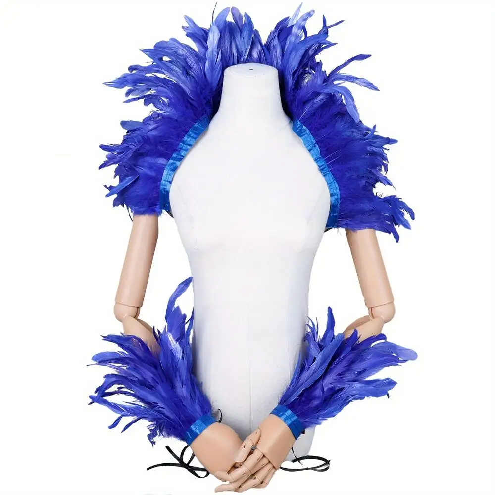 Damen-Set mit Federschal und Handgelenksmanschetten für Halloween, Karneval, Hexenkostüm, Gothic, Party, Cosplay – Einheitsgröße, passend für die meisten – Detail 20
