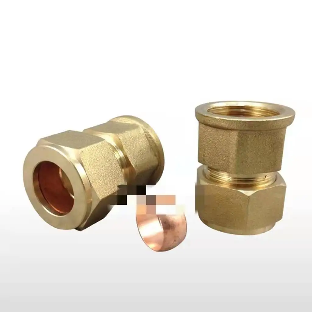 1PC Brass thickened card sleeve pipe joint inner teeth direct copper pipe fitting live connection inner wire copper pipe joint