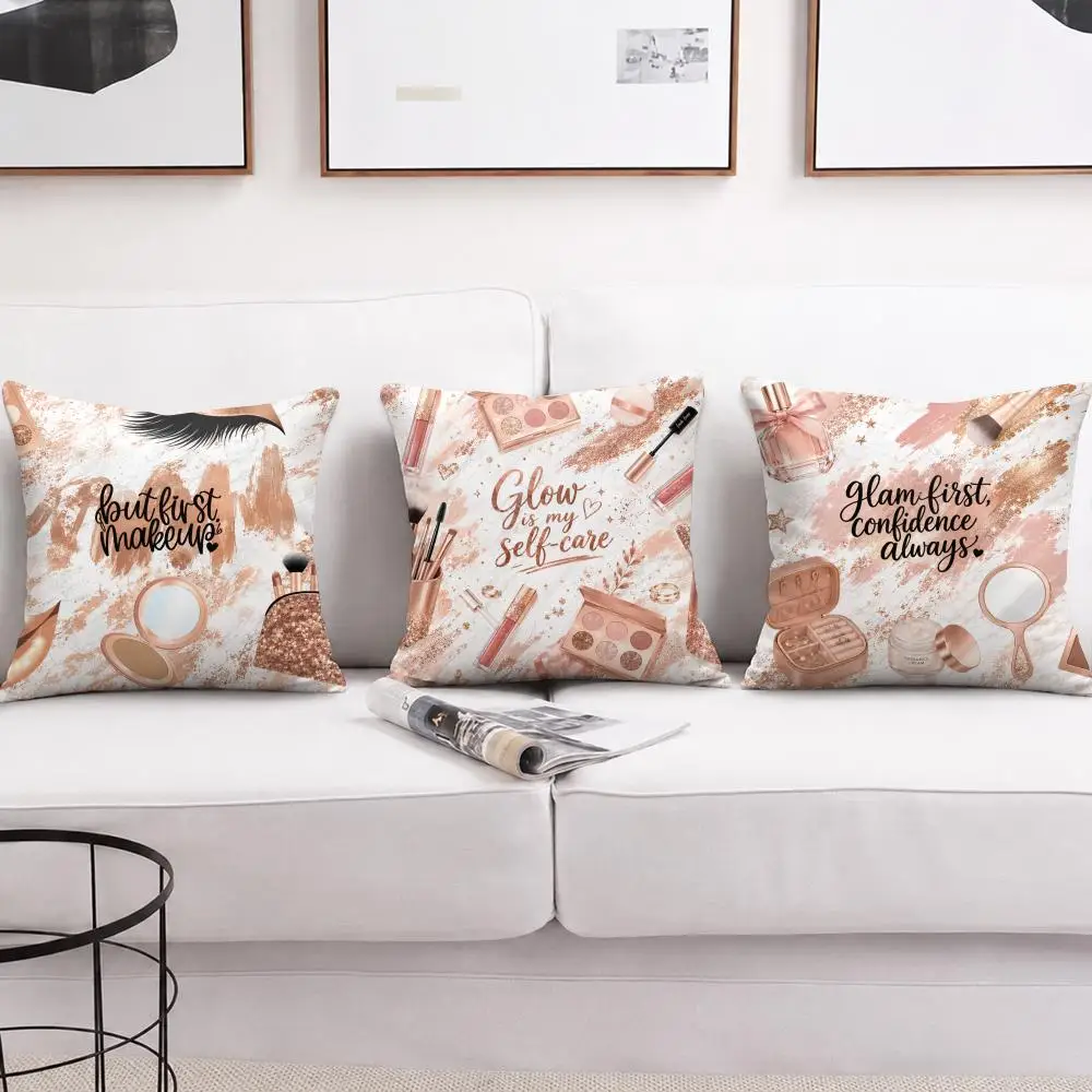 Luxury Beauty Collection Cushion Cover Short Plush Soft Double-Sided Printing Pillow Case Cozy Sofa Bedroom Home Decor Gift
