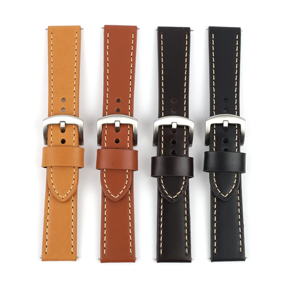 Leather Hand-Stitching Solid Color Watchband 18mm 20mm 22mm 24mm Breathable Hole Strap for Watch Watchbands Strap