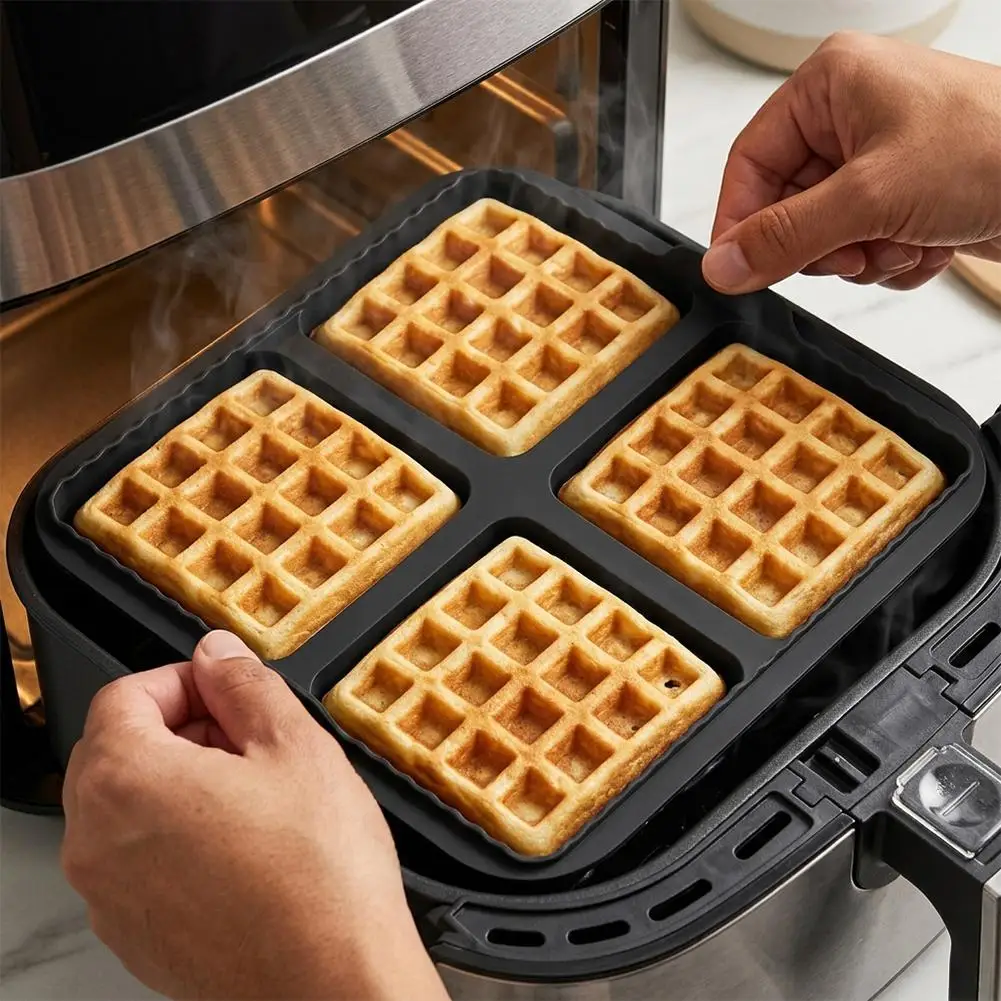 Reusable Air Fryer Silicone Liners Biscuit Mold NA229 Series Waffle Model Non-Stick Cooking Tray for Healthy Frying Accessories