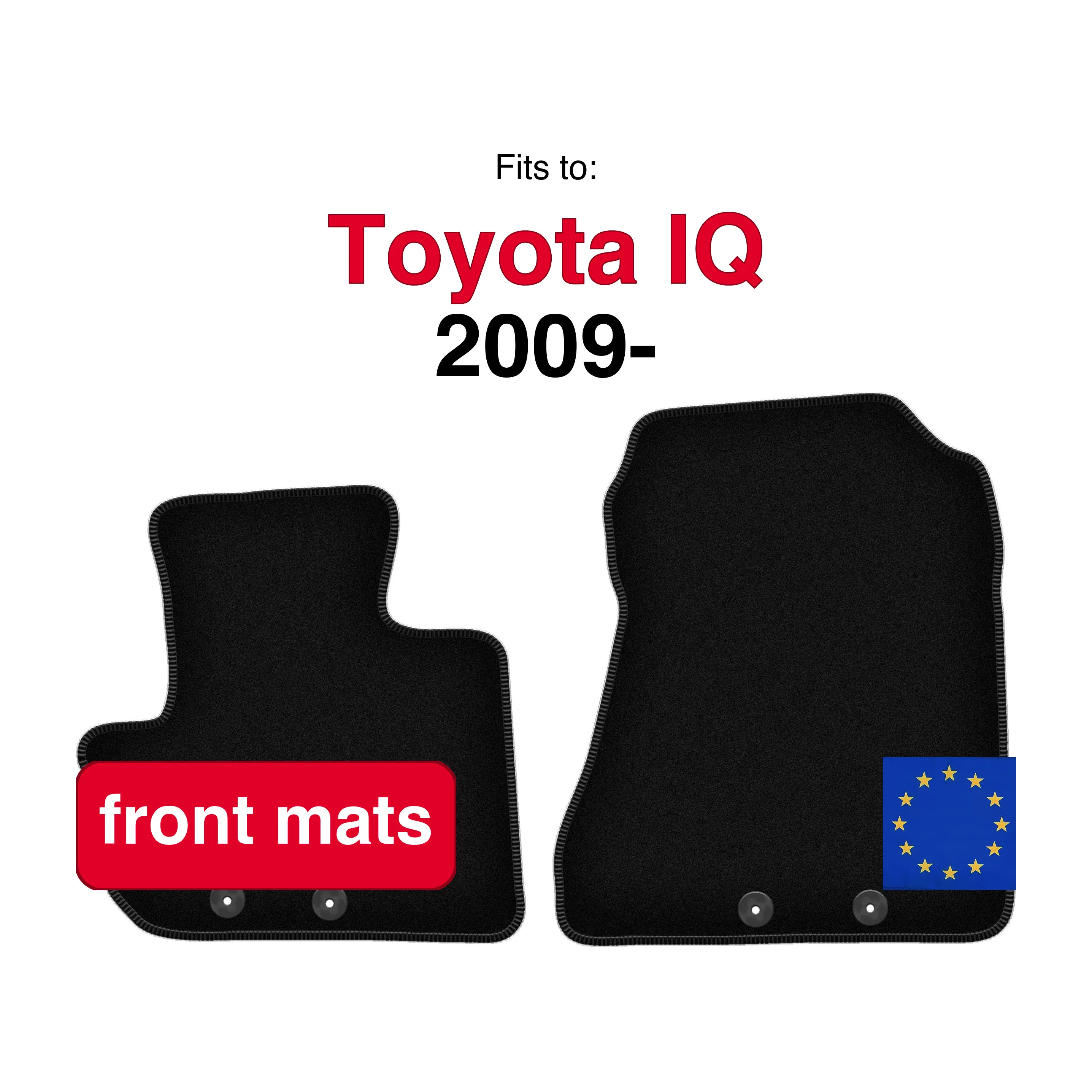 Image of Velours-Fußmatten vorne für Toyota IQ Schrägheck (2009-) – Schwarz (2 Stück) Set Auto-Fußmatten vorne