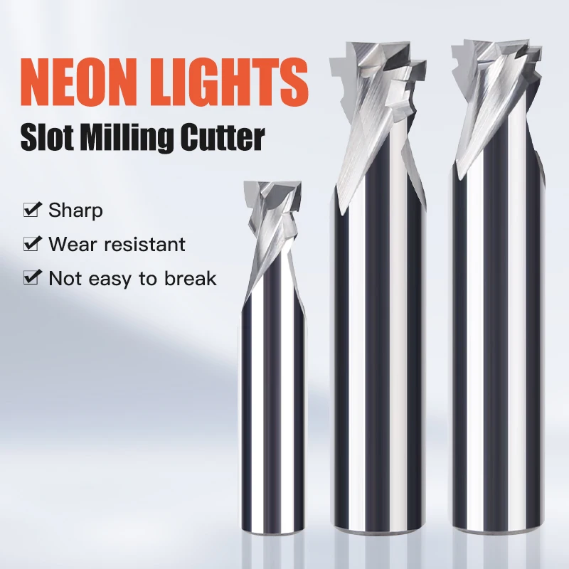 HUHAO  12/10mm Shank Neon Light Stripe Milling Cutter T Shaped Cutter LED slotting Polystyrene Foam Acrylic Slot Engraving Rout