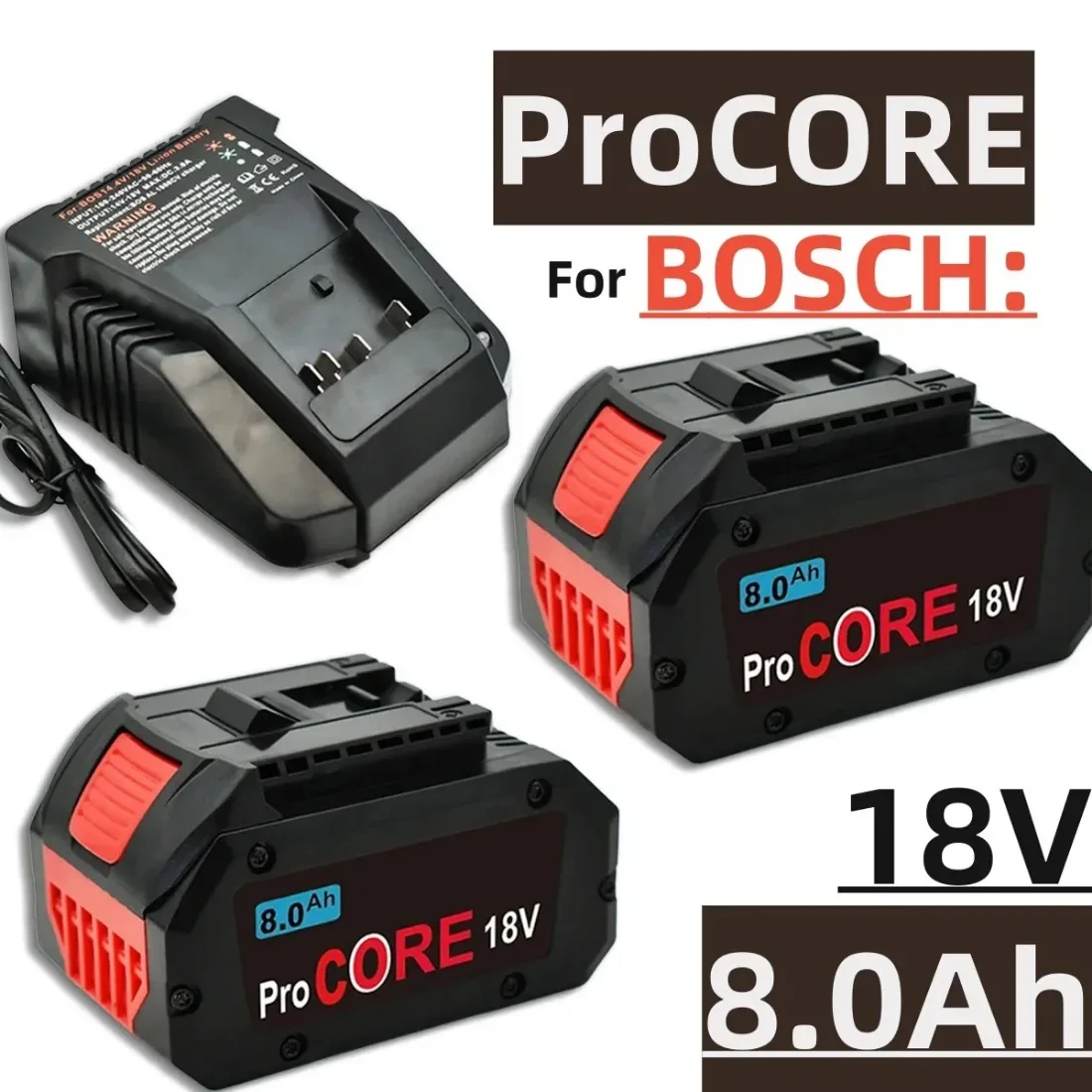 

Сменный аккумулятор ProCORE для профессионального беспроводного инструмента Bosch 18 В 8,0 Ач BAT618 BAT609 GBA18V80