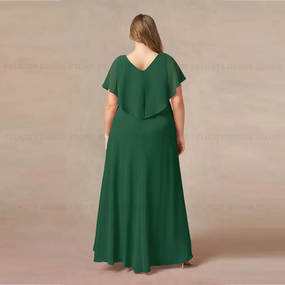 Einfache Plus Size Mutter der Braut Kleider 2023 A-Linie V-Ausschnitt Plissee Chiffon asymmetrische Hochzeit Gast kleid Vestido de Gala