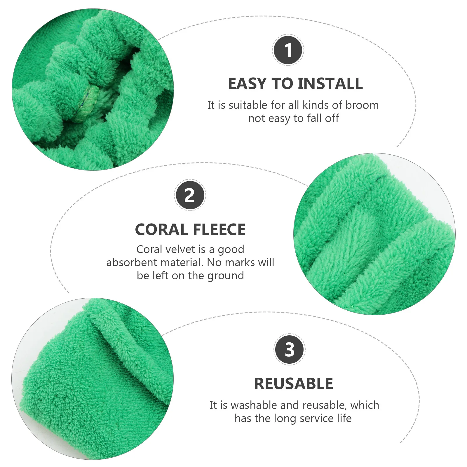 

1Pcs Broom Cloth Cover Durable Coral Fleece Mop Cloth Replacement Reusable Washable Home Cleaning Accessory Hair Water Stain