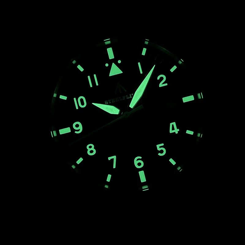 STEELFLIER 남자 다이버 시계 39mm 파일럿 자동 기계식 손목 시계 20Bar 방수 C3 빛나는 사파이어 미러 NH35