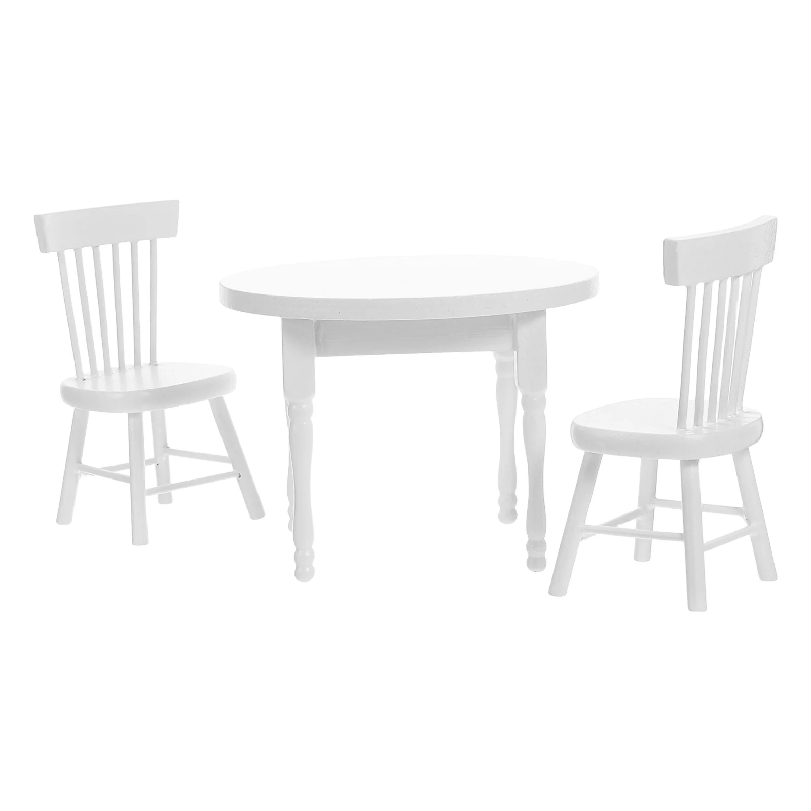 1Set Miniature Dollhouse Wooden Furniture Table Chairs White Mini Living Room Dining Room Decor Miniature Accessories