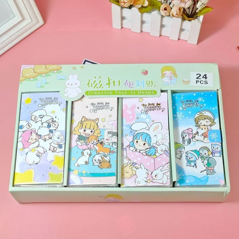 Portable Notes Sticker Paper SelfAdhesive Four Fold Flags Notes Tab Post Cute Animals Memo Pads Sticky Marker Colorful Bookmark