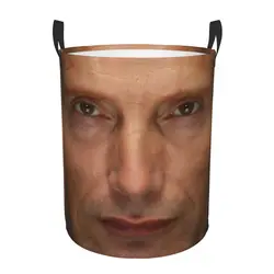 Custom Mads Mikkelsen Face Laundry Basket Collapsible Hannibal TV Show Baby Hamper for Nursery Toys Organizer Storage Bins