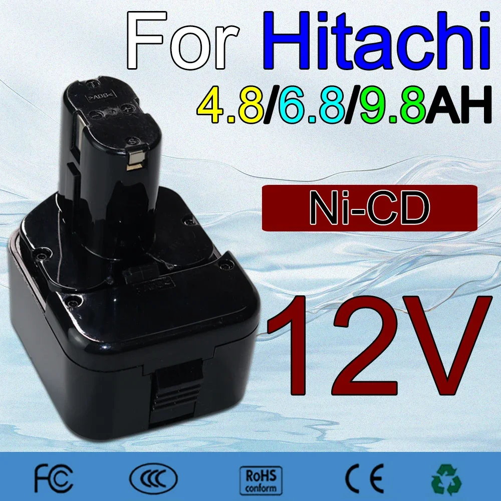 Batería de repuesto de herramienta eléctrica inalámbrica ni-cd, 12V, 4,8/6,8/9.8Ah, para Hitachi EB1214S, EB1214L, EB1230HL, EB1230R, EB1230X, EB1233X