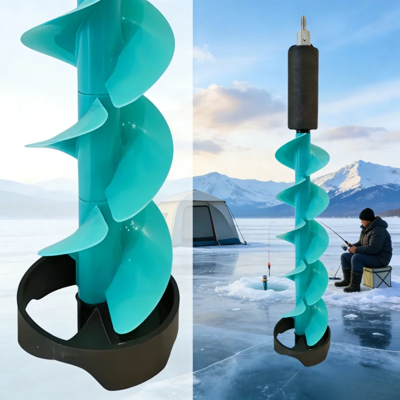 6/8 In Electric Ice Drill Auger with 2 Steel Blades, 30/20 In Length, Impact Resistant Rotating Auger for Winter Fishing