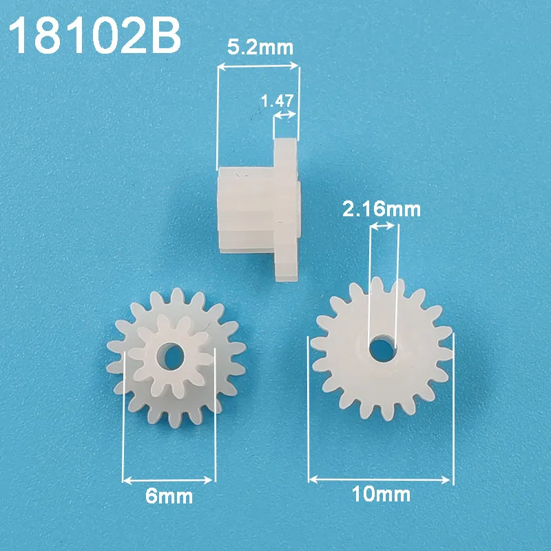 18102B 0.5M Gear 10mm Diameter POM Plastic 18 Teeth + 10 Teeth Double Layer Gears 2.05mm Hole Toy Parts 10PCS/lot