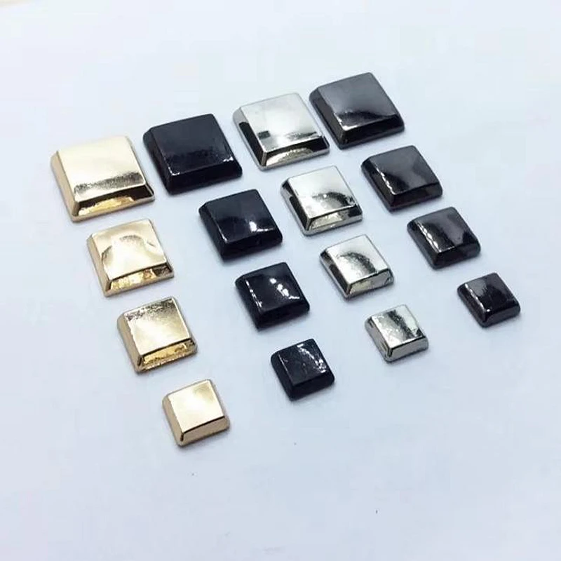 8-15mm Alloy Flat Square Mosaic Bracelet Rivet Cap Studs For Leather Craft Bag Shoe Wallet Punk Rock Trims Jewelry  Accessories