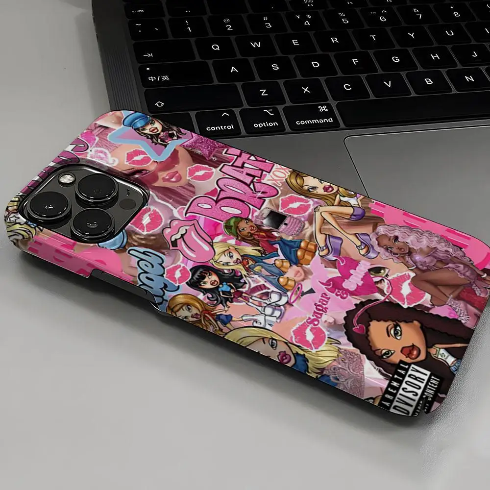 Modne etui na telefon Lovely Doll Bratz Hot dla iPhone 16 15 14 13 12 11 Plus Pro Max Mini Glossy HD Hard Film Shell Cover