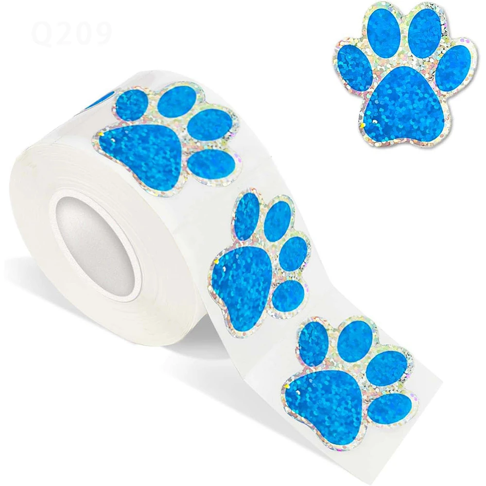 Autocollants de récompense d'empreinte de patte d'ours de chat de chien, laser de couleur, attro pour l'enseignant, étudiant, autocollant de patrouille, 500 pièces