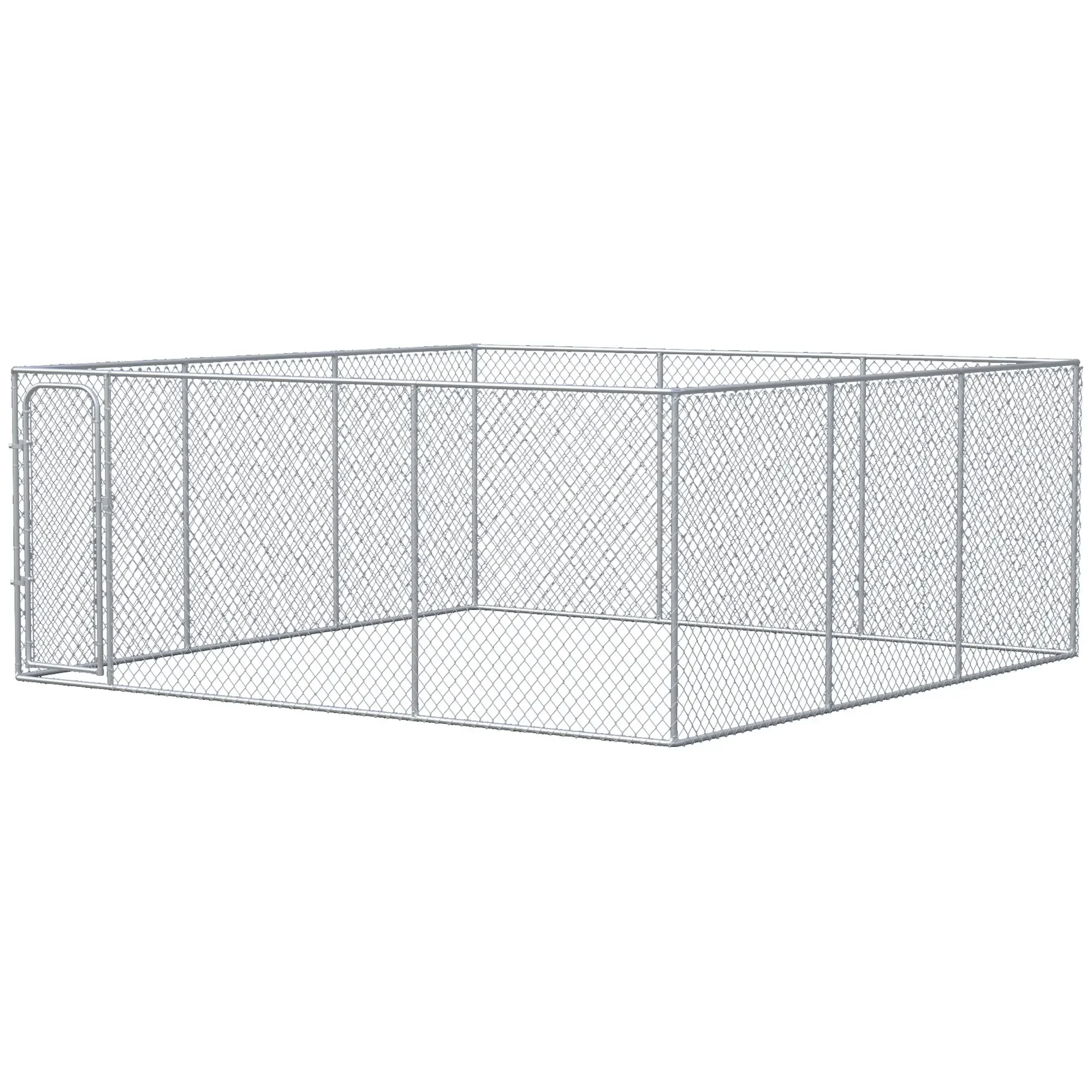 a forHeavy Duty 15.1FT X 15.1FT Galvanized Chain Link Dog Kennel Outdoor Secure Lock Fence With Stable Run For Large Dogs