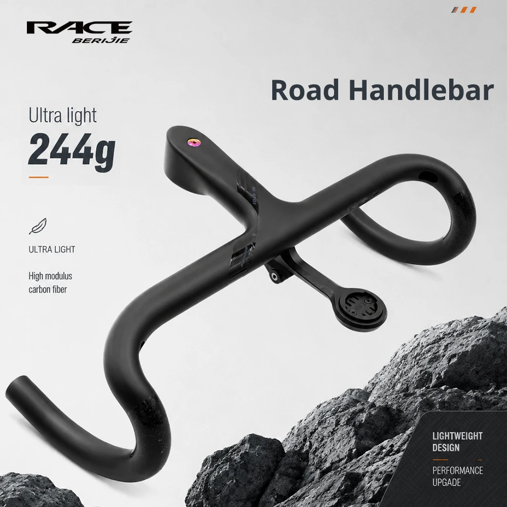 RACE 244g, Vollcarbon-Rennrad mit leichtem integriertem Lenker, interner Kabelführung, 360mm-440mm mit Abstandshaltern, 28,6mm