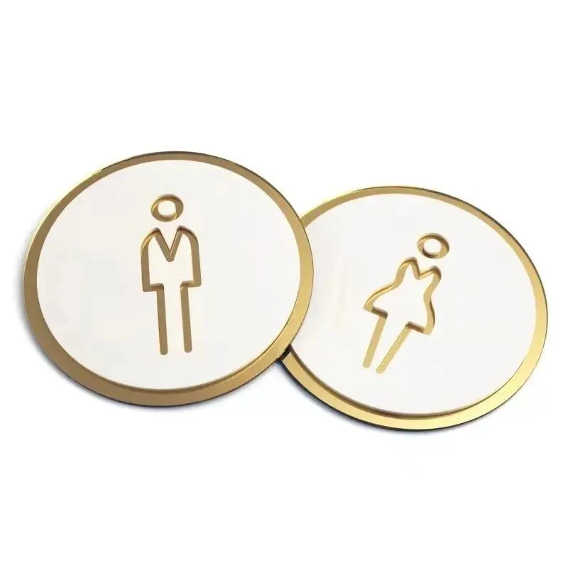 1pc 12cm/4,72 zoll männer und frauen Toilette Tür Plaque Warme Erinnerung Zeichen Wc Beschilderung tür Selbst-klebe ﻿