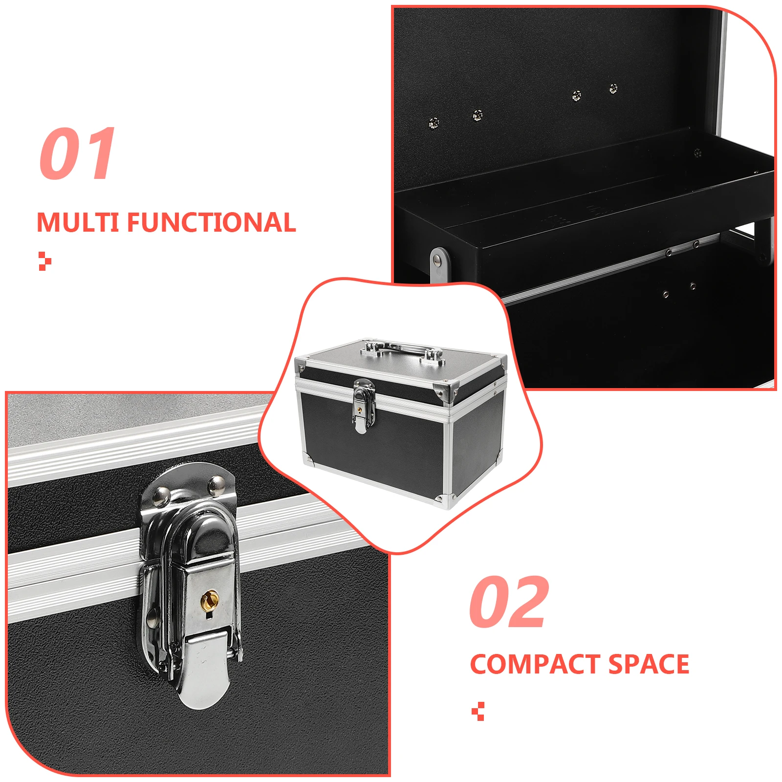 Generic Aluminum Alloy Portable Toolbox – 25.5 X 16.5 X 9.5 Cm (10" X 6.5" X 3.7") With Padded Foam, Small Parts Organizer For Instruments & Electronics