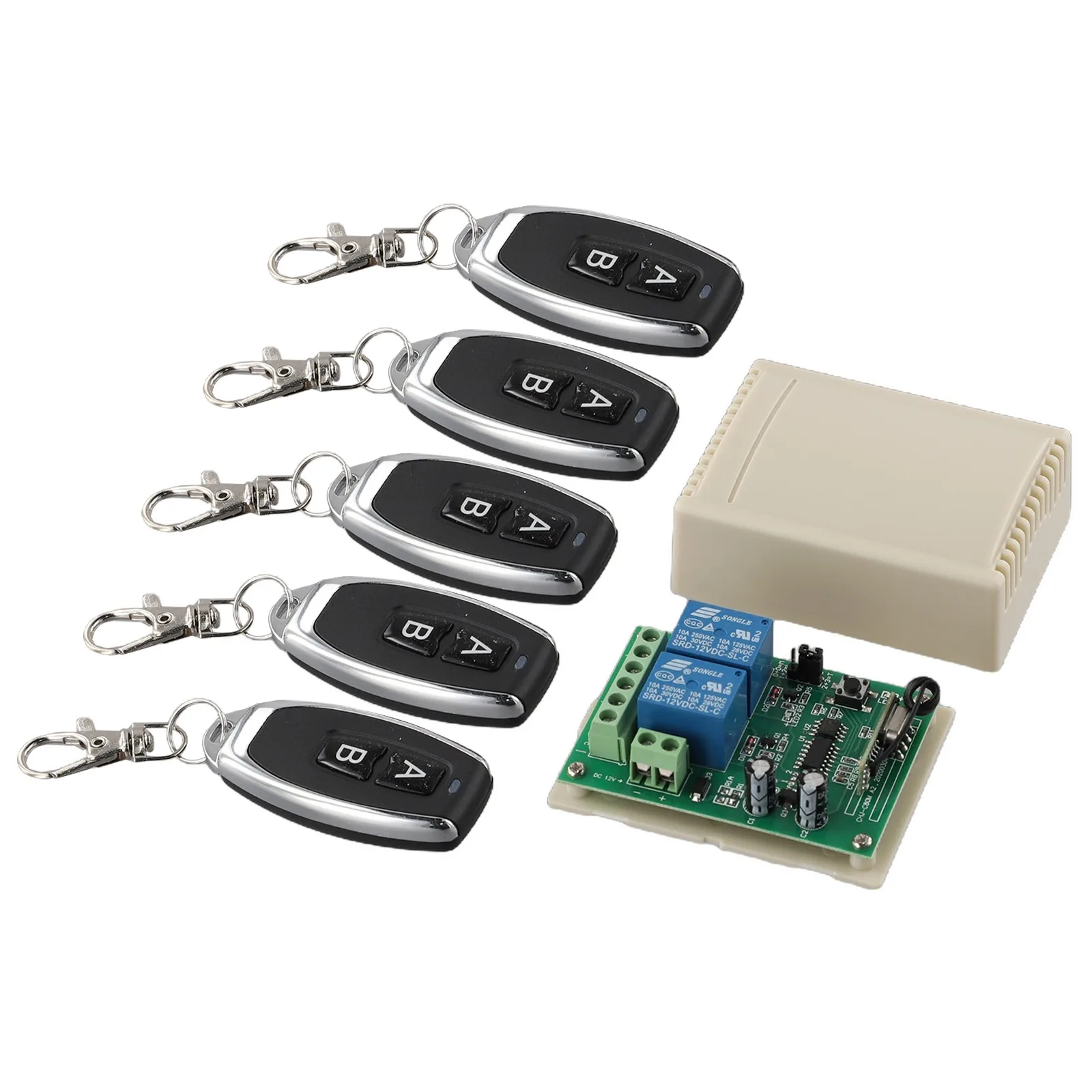 

Opener Transmitter+Receiver 2 Keys Learning code(1527) Gate ABS 433MHz Relay Wireless Remote Control Switch New