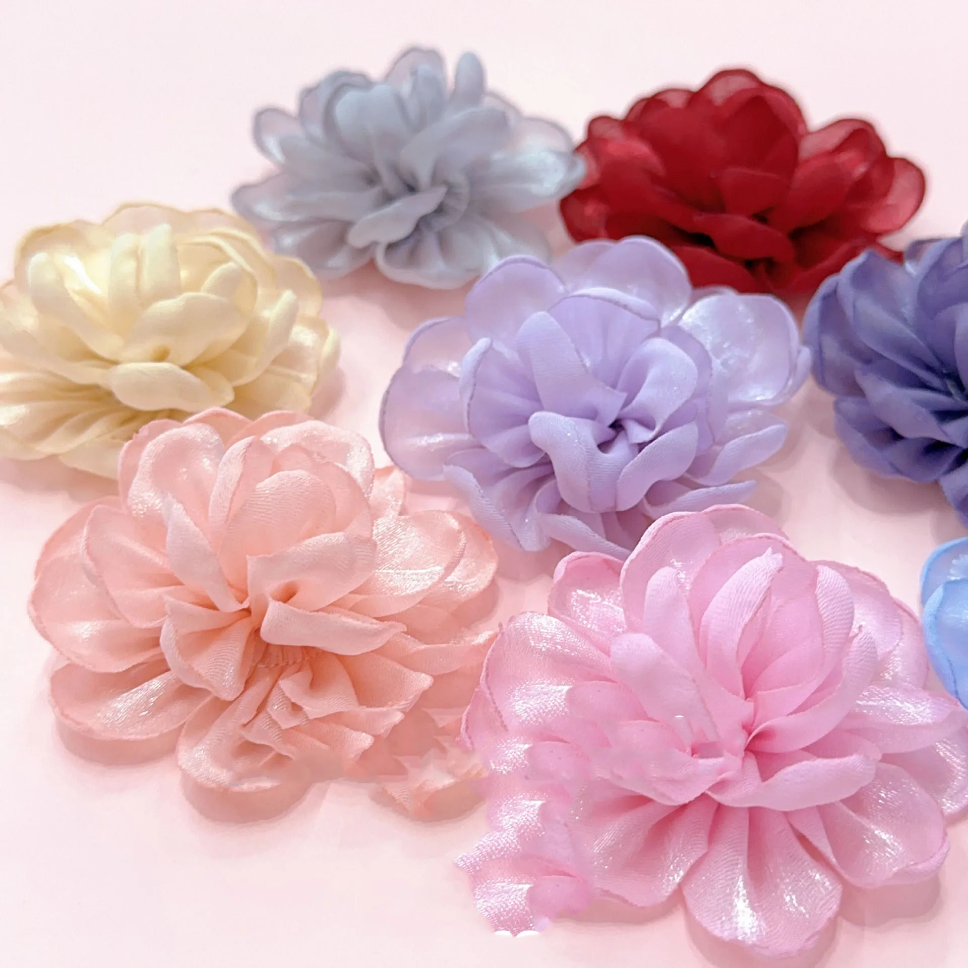 Piezas de Organza brillante para el cabello, accesorios para el cabello, zapatos, bolsas de flores, 5cm, 6,5 cm