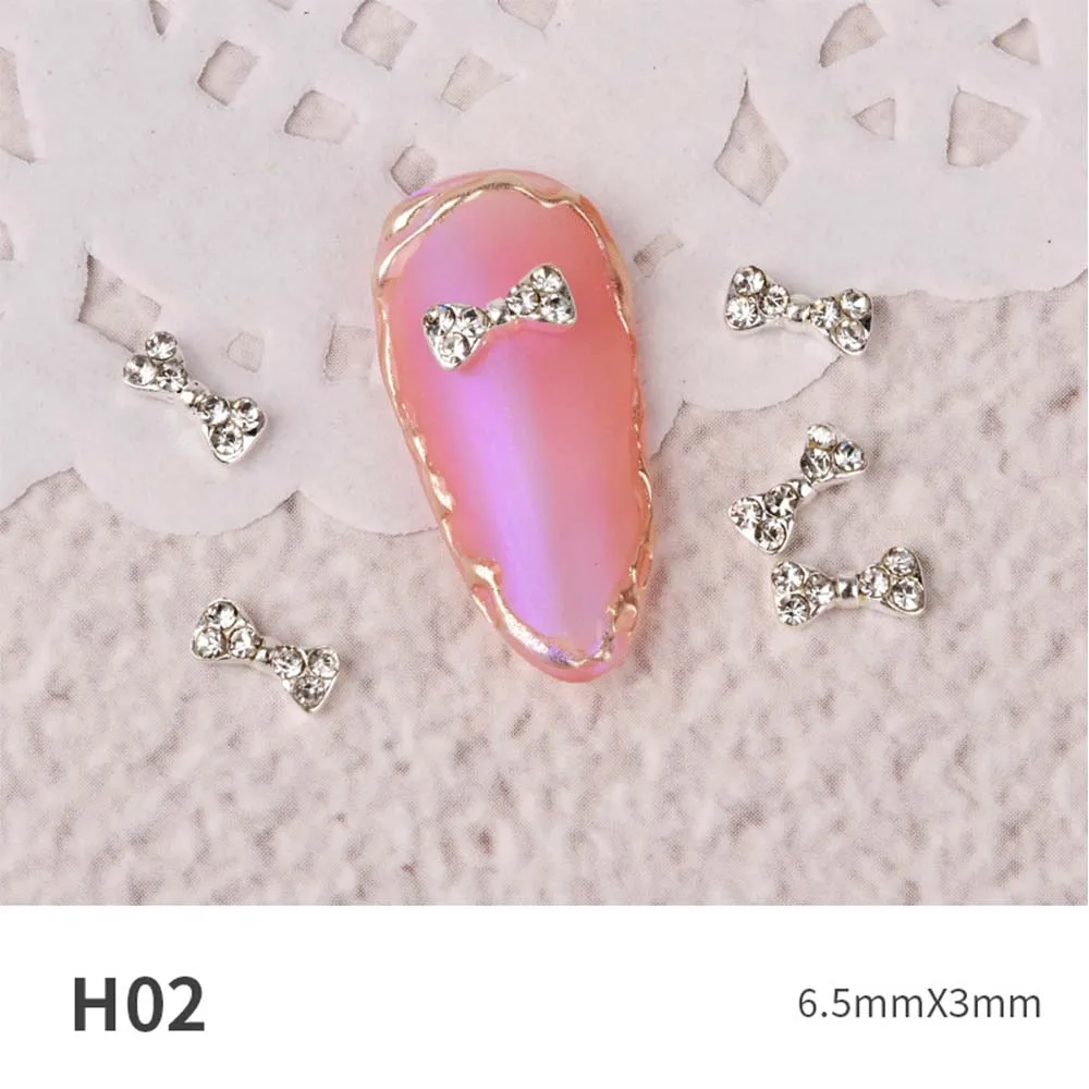 5 stuks 3D Super Flash manicure strikken diamant nagel sieraden boog nagel steentjes DIY nail art decoraties kristal