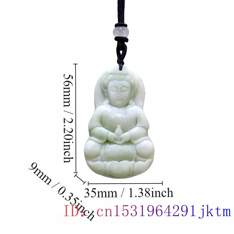 Natural Real Jade Guanyin Pendant Necklace Vintage Accessories Gifts for Women Men Talismans Amulet Gift Chinese Carved Jewelry