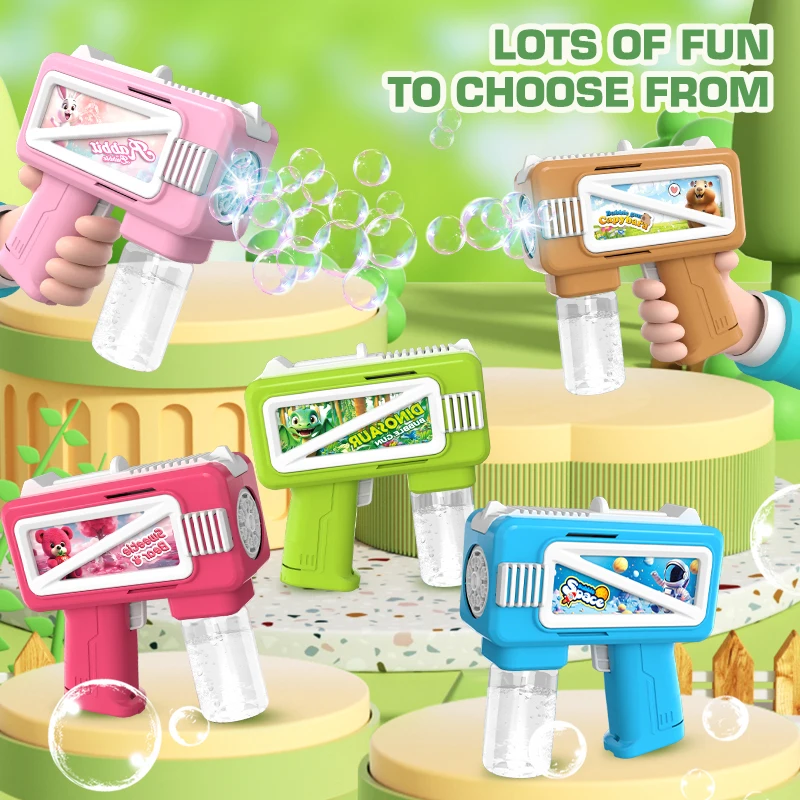 ใหม่ไฟฟ้าการ์ตูนBubble Gunเด็กกลางแจ้งInteractiveมือถือBubbleของเล่นงานแต่งงานกลางแจ้งไม่มีแบตเตอรี่Bubble Water