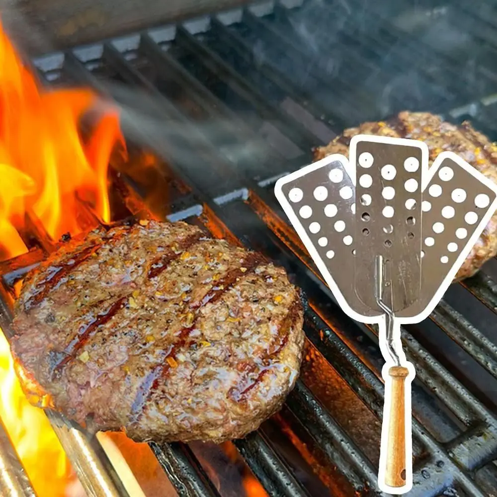

New Stainless Steel Hot Meat Patty Spatula Expandable Easy Clean Triple Blade Spatula Heat Resistant Burger Flip Smasher Kitchen